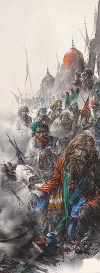 Ali Abbas, Malangs of Lal, 11 x 30 Inch, Watercolor on Paper, Figurative Painting, AC-AAB-243